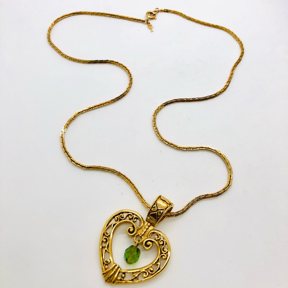 Vintage Ornate Heart Pendant Necklace
